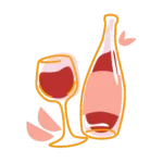 Illustration of wine bottle and glass