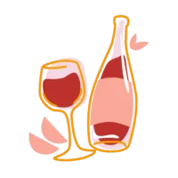 Illustration of wine bottle and glass